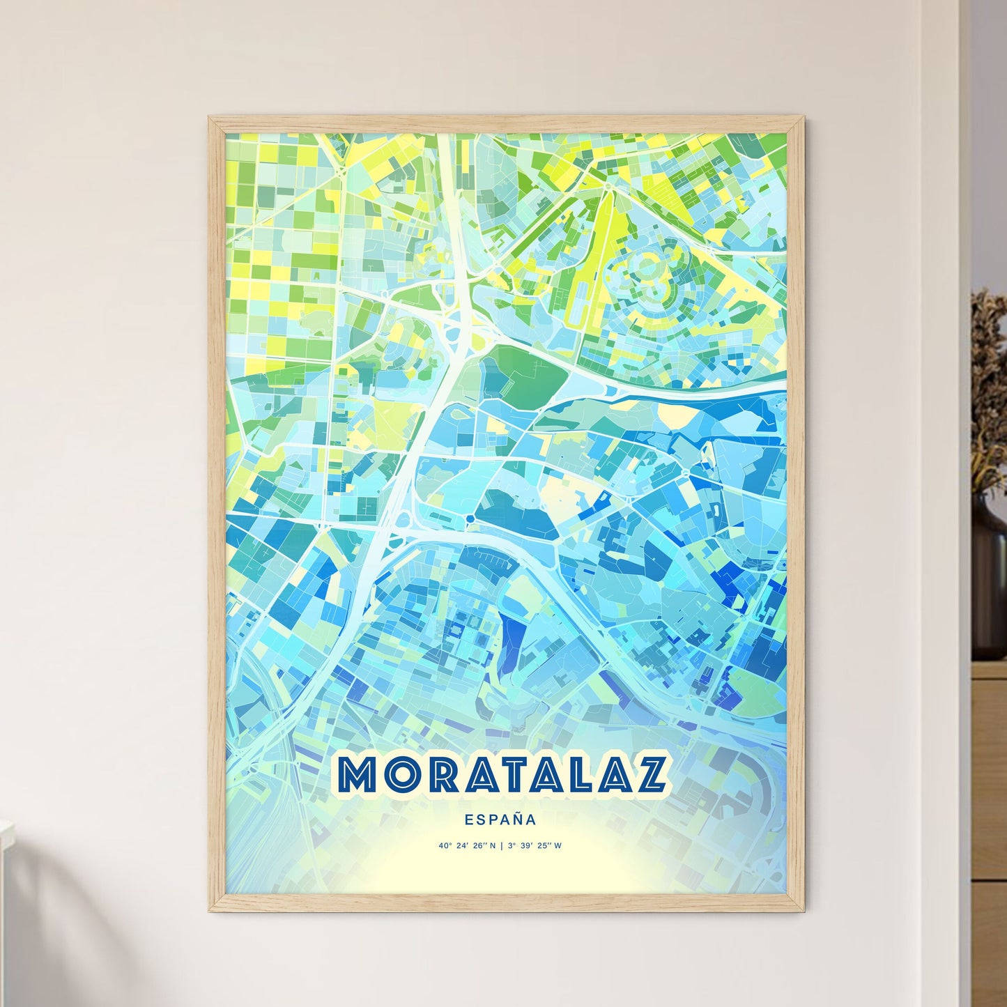Colorful MORATALAZ SPAIN Fine Art Map Cool Blue