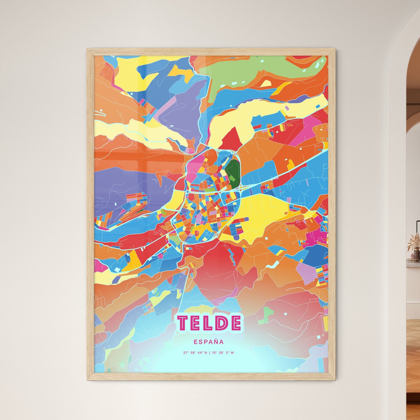 Colorful TELDE SPAIN Fine Art Map Crazy Colors