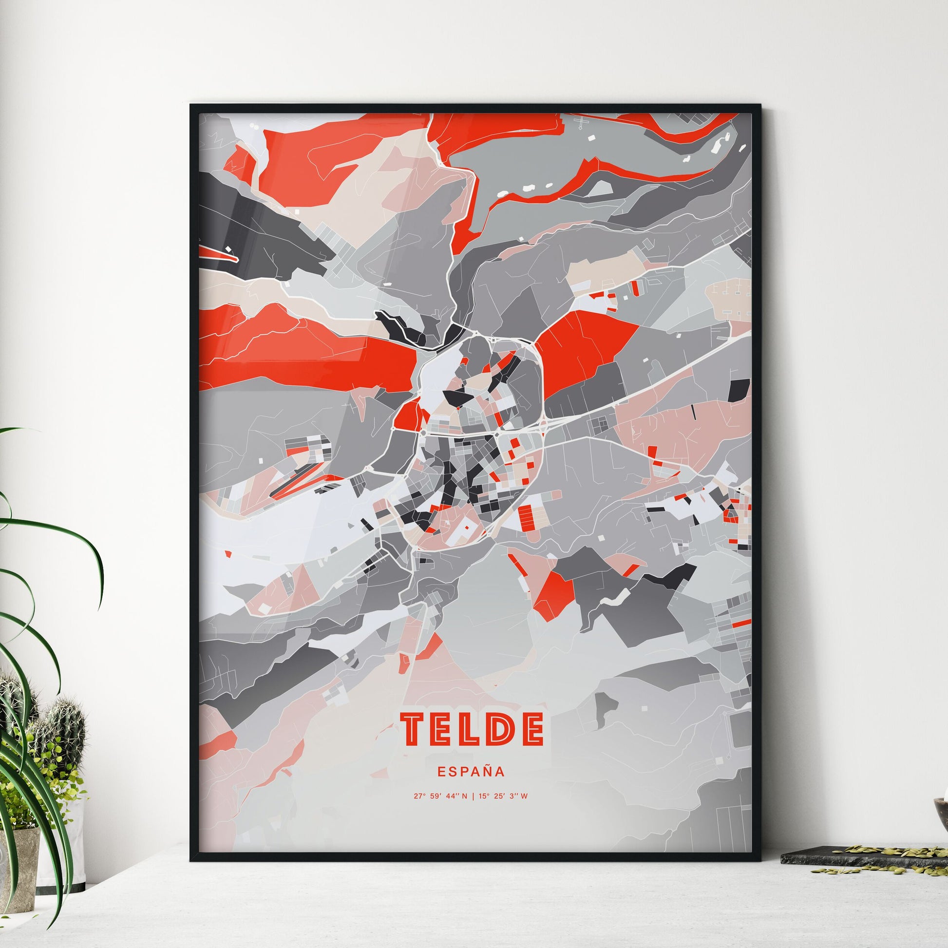 Colorful TELDE SPAIN Fine Art Map Modern