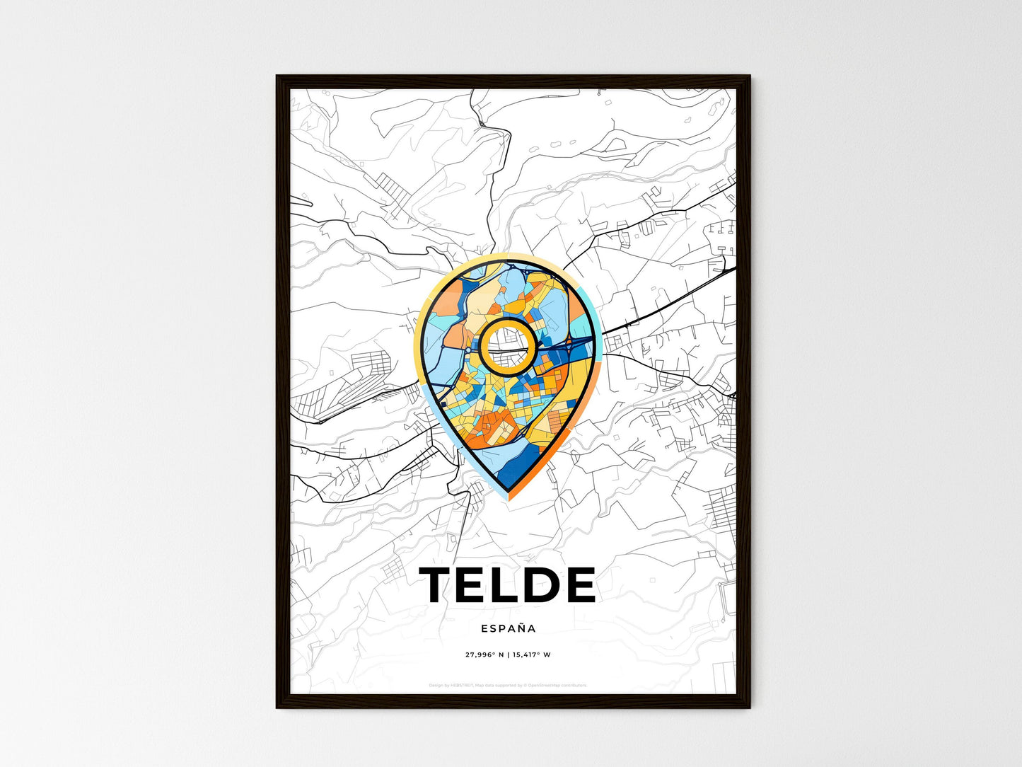 Telde Spain wedding art map with pointer icon