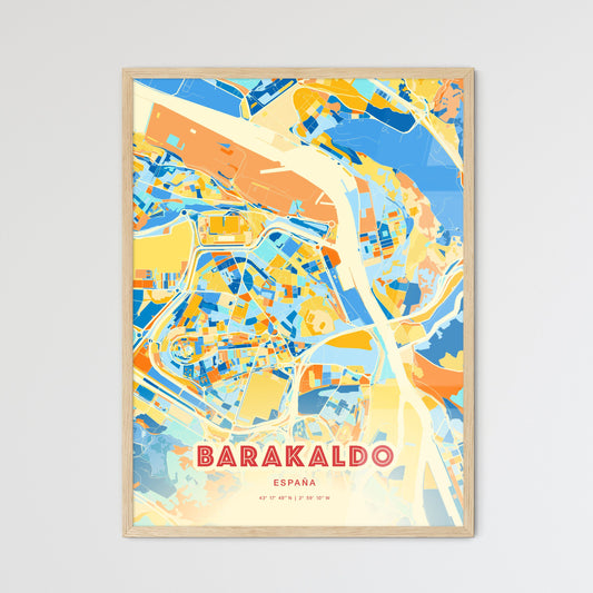 Colorful BARAKALDO SPAIN Fine Art Map Blue Orange