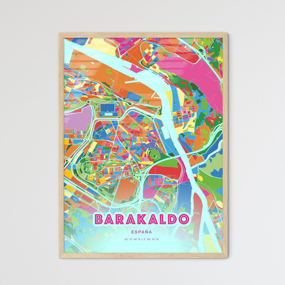 Colorful BARAKALDO SPAIN Fine Art Map Crazy Colors