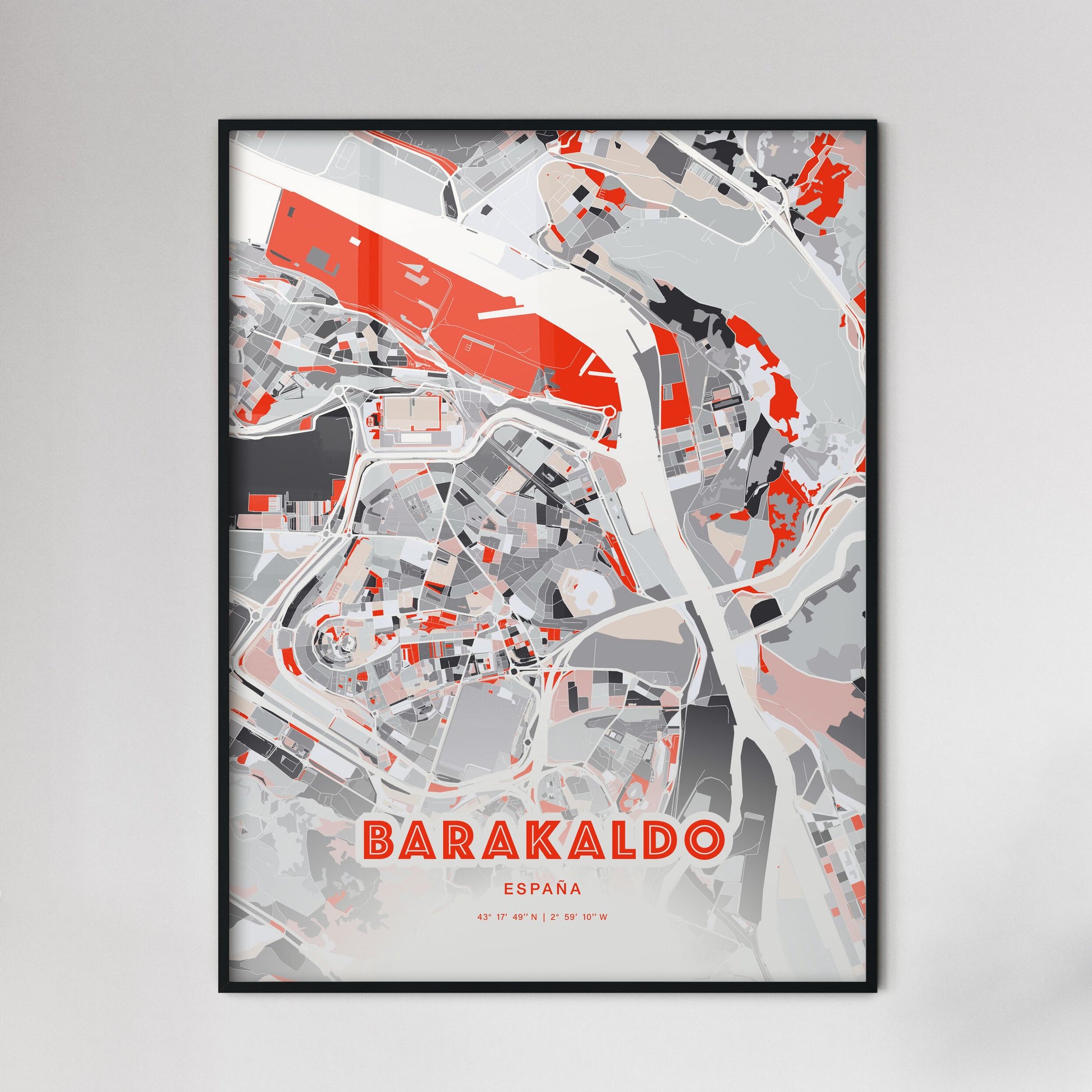 Colorful BARAKALDO SPAIN Fine Art Map Modern