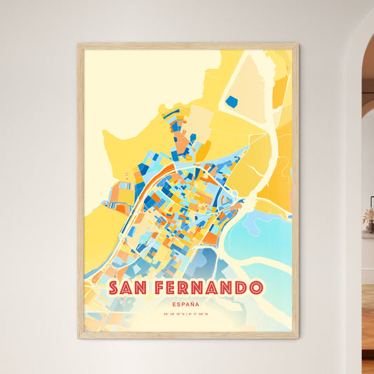 Colorful SAN FERNANDO SPAIN Fine Art Map Blue Orange