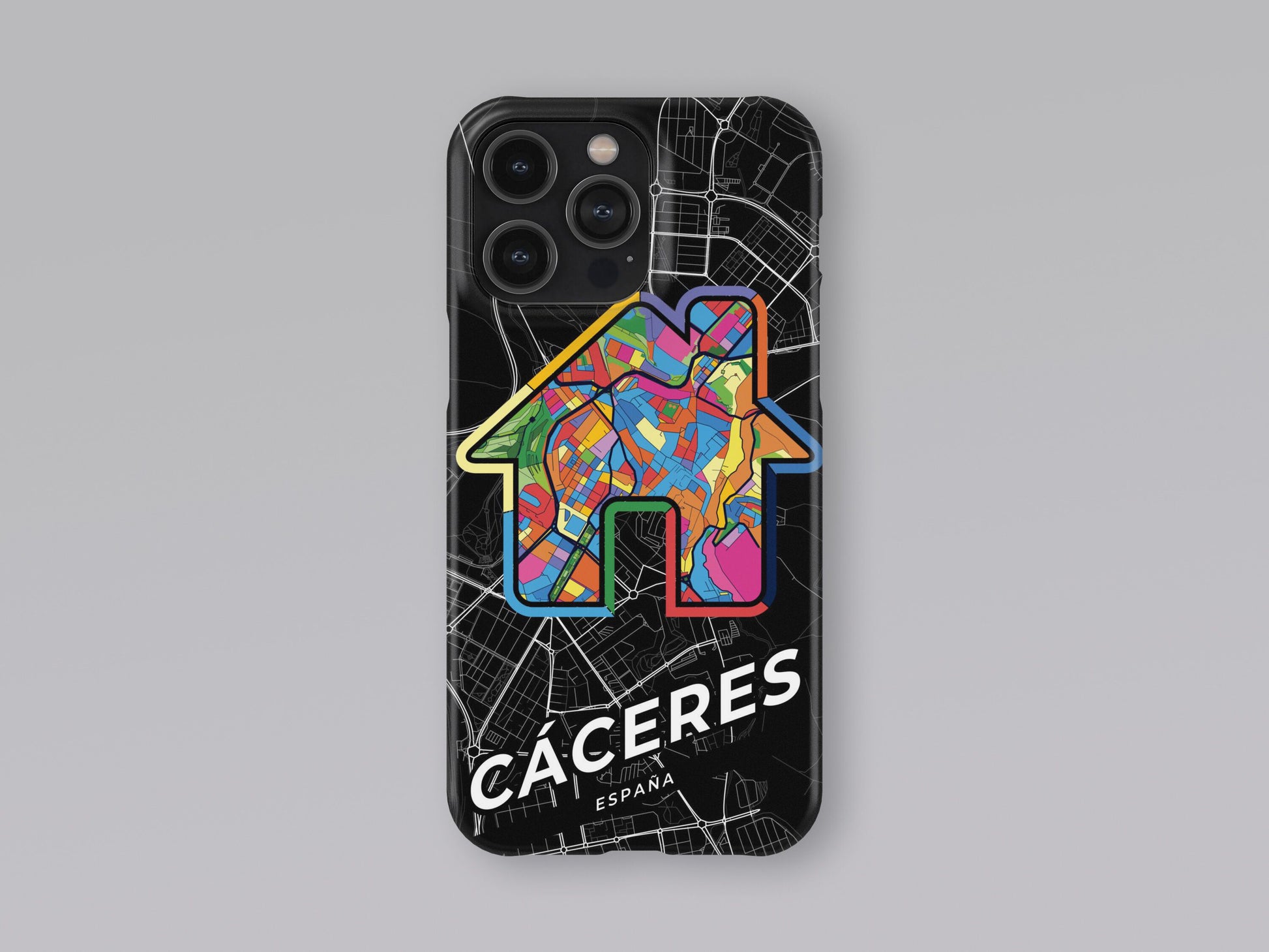 Cáceres Spain slim phone case with colorful icon. Birthday, wedding or housewarming gift. Couple match cases. 3