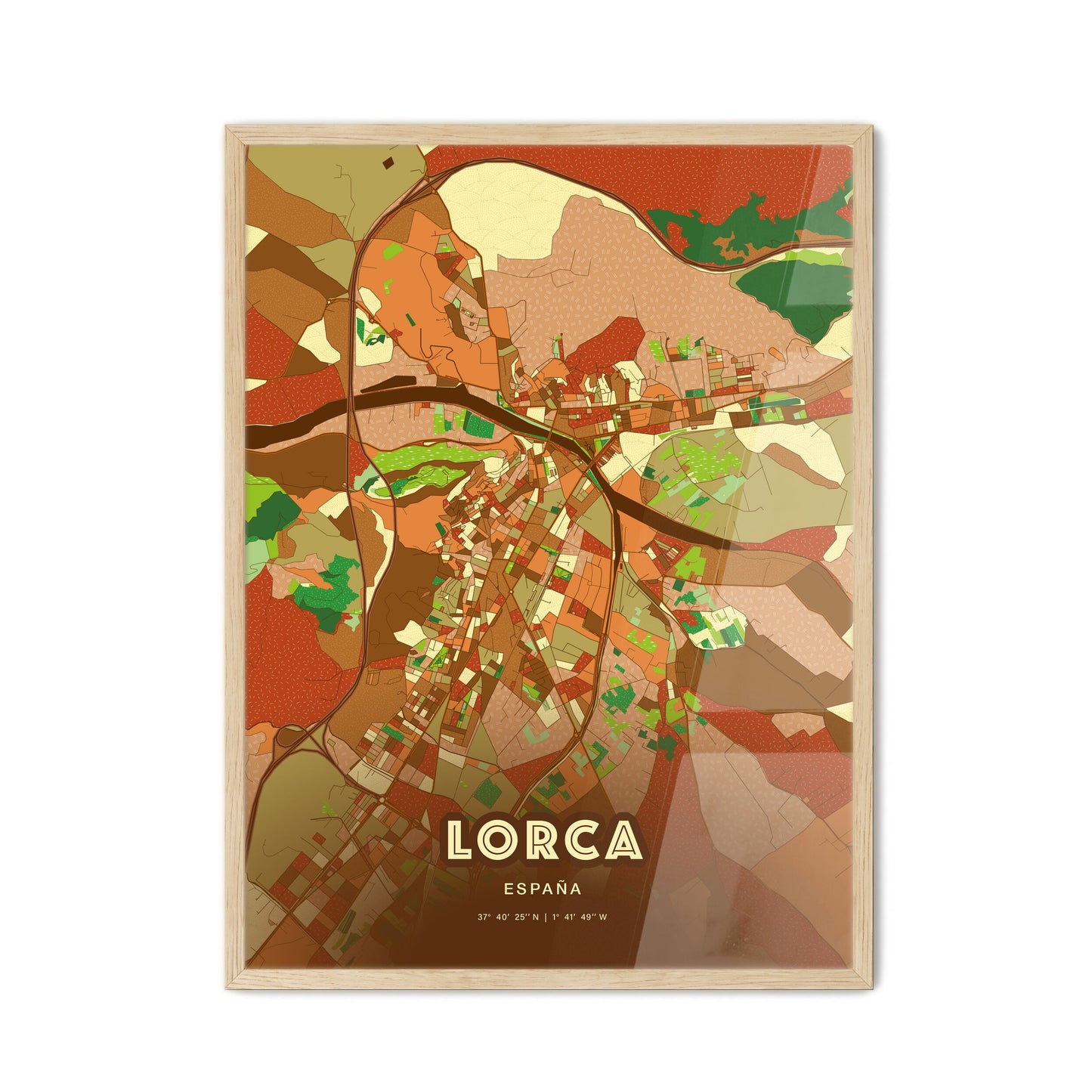 Colorful LORCA SPAIN Fine Art Map Farmhouse