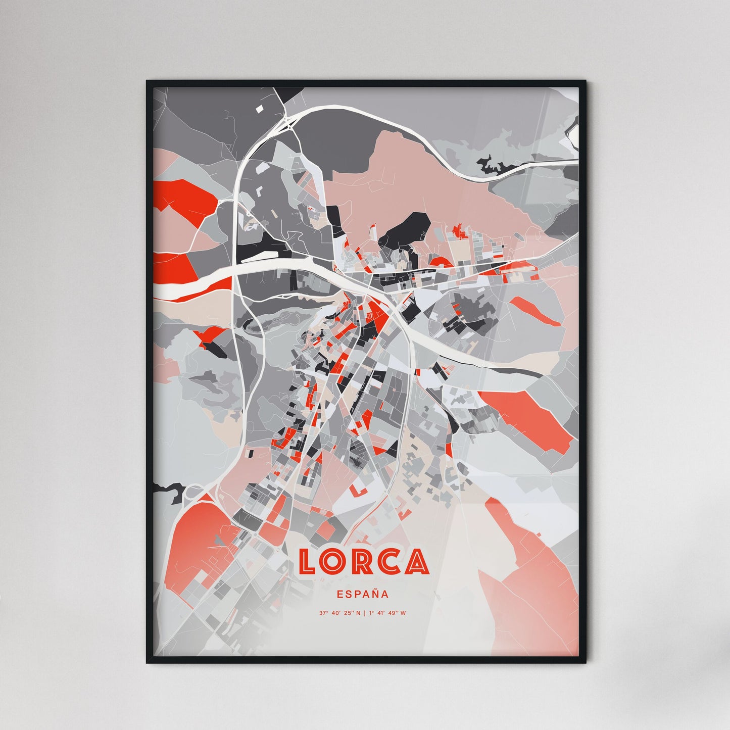 Colorful LORCA SPAIN Fine Art Map Modern