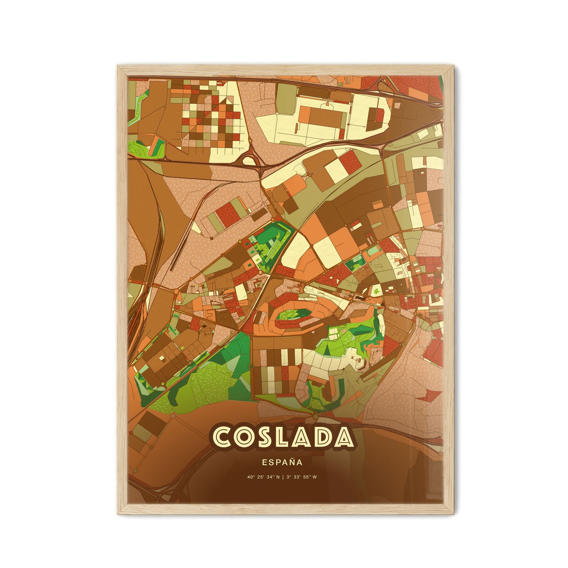 Colorful COSLADA SPAIN Fine Art Map Farmhouse