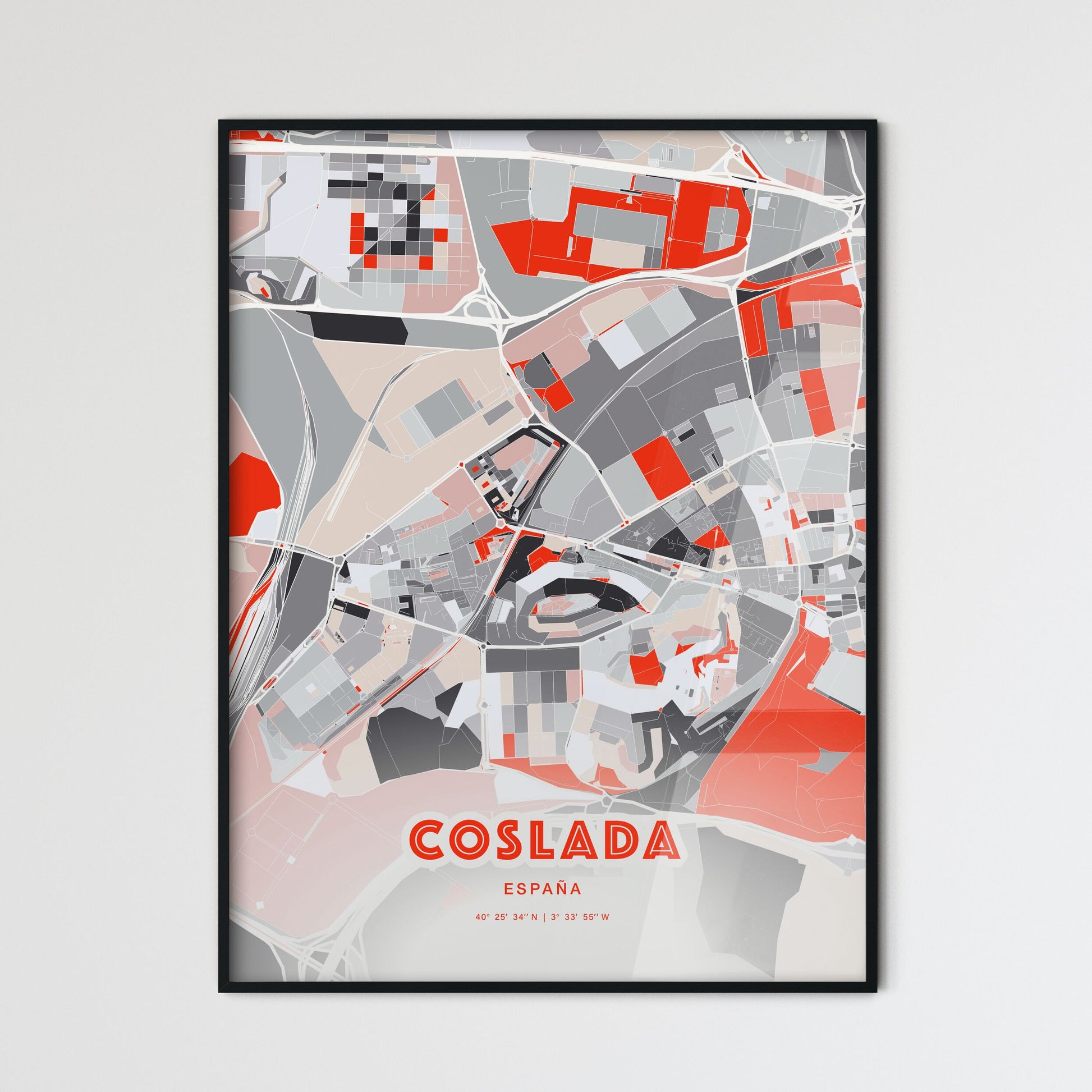 Colorful COSLADA SPAIN Fine Art Map Modern