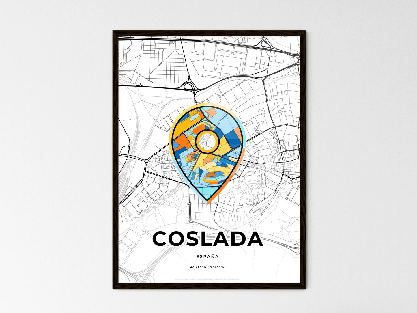 Coslada Spain wedding art map with pointer icon