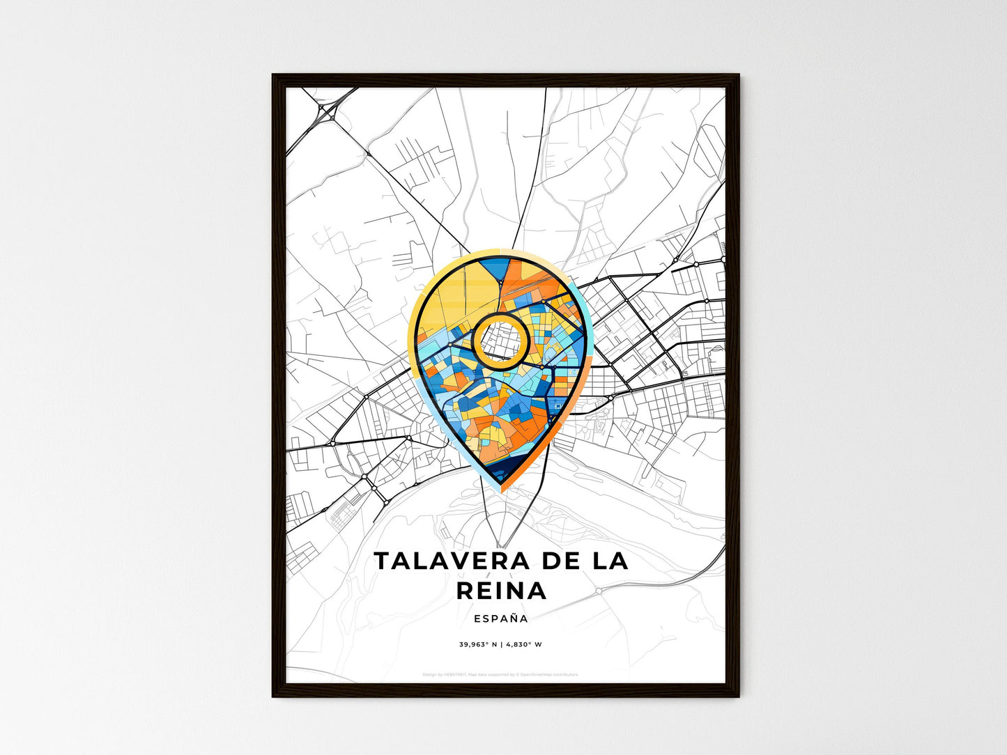 Talavera De La Reina Spain wedding art map with pointer icon