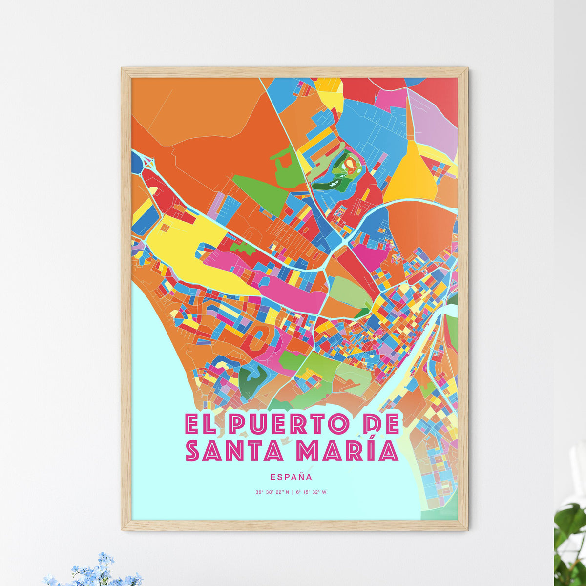 Colorful EL PUERTO DE SANTA MARÍA SPAIN Fine Art Map Crazy Colors