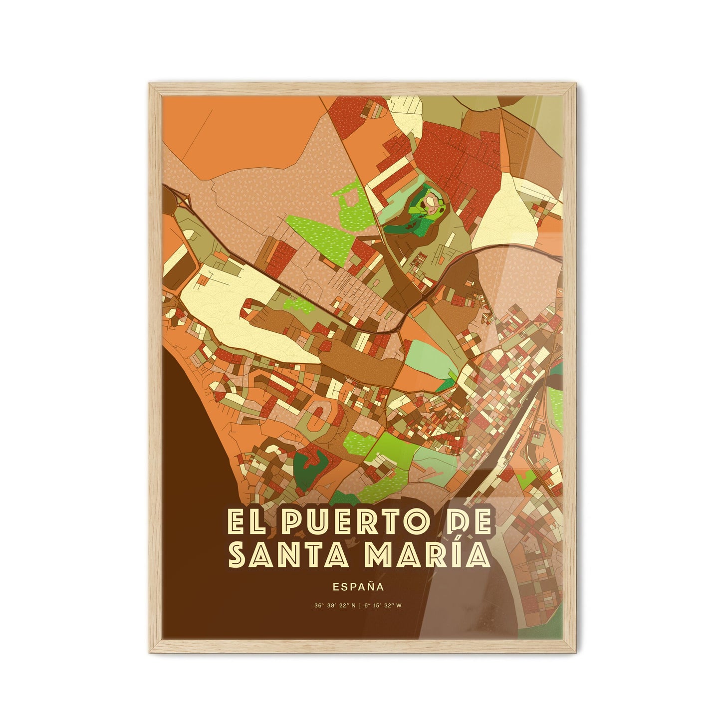 Colorful EL PUERTO DE SANTA MARÍA SPAIN Fine Art Map Farmhouse