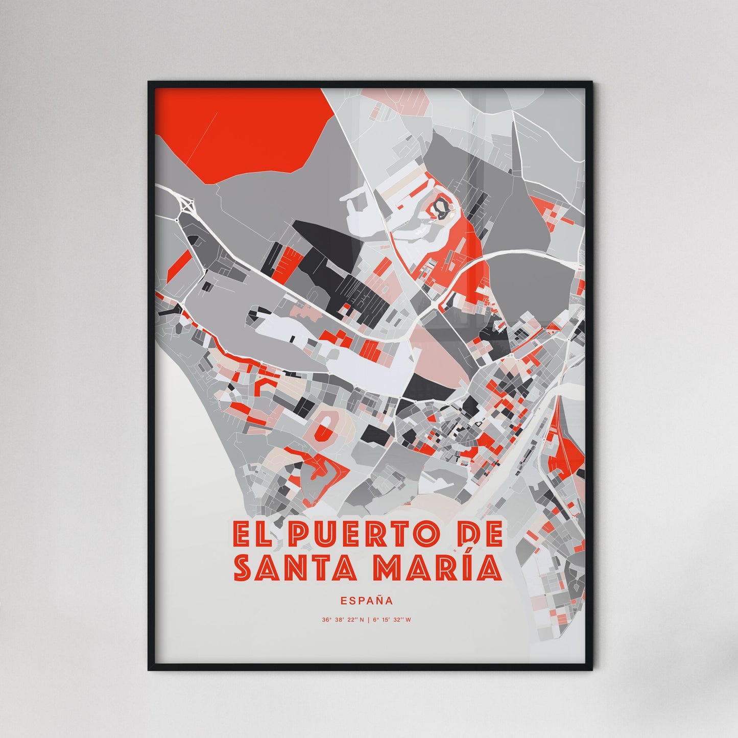 Colorful EL PUERTO DE SANTA MARÍA SPAIN Fine Art Map Modern