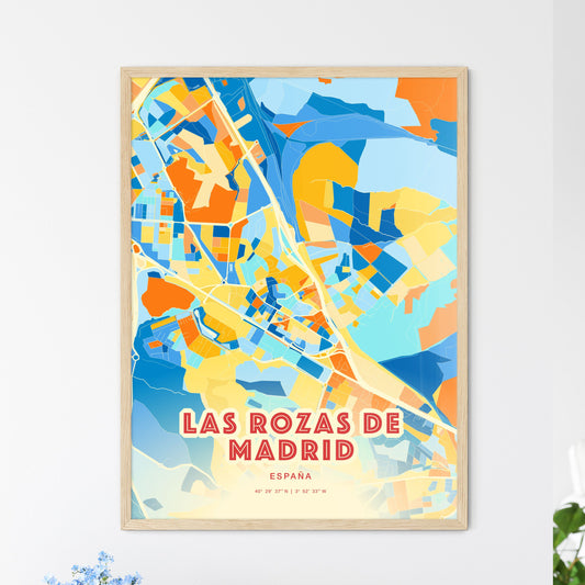 Colorful LAS ROZAS DE MADRID SPAIN Fine Art Map Blue Orange