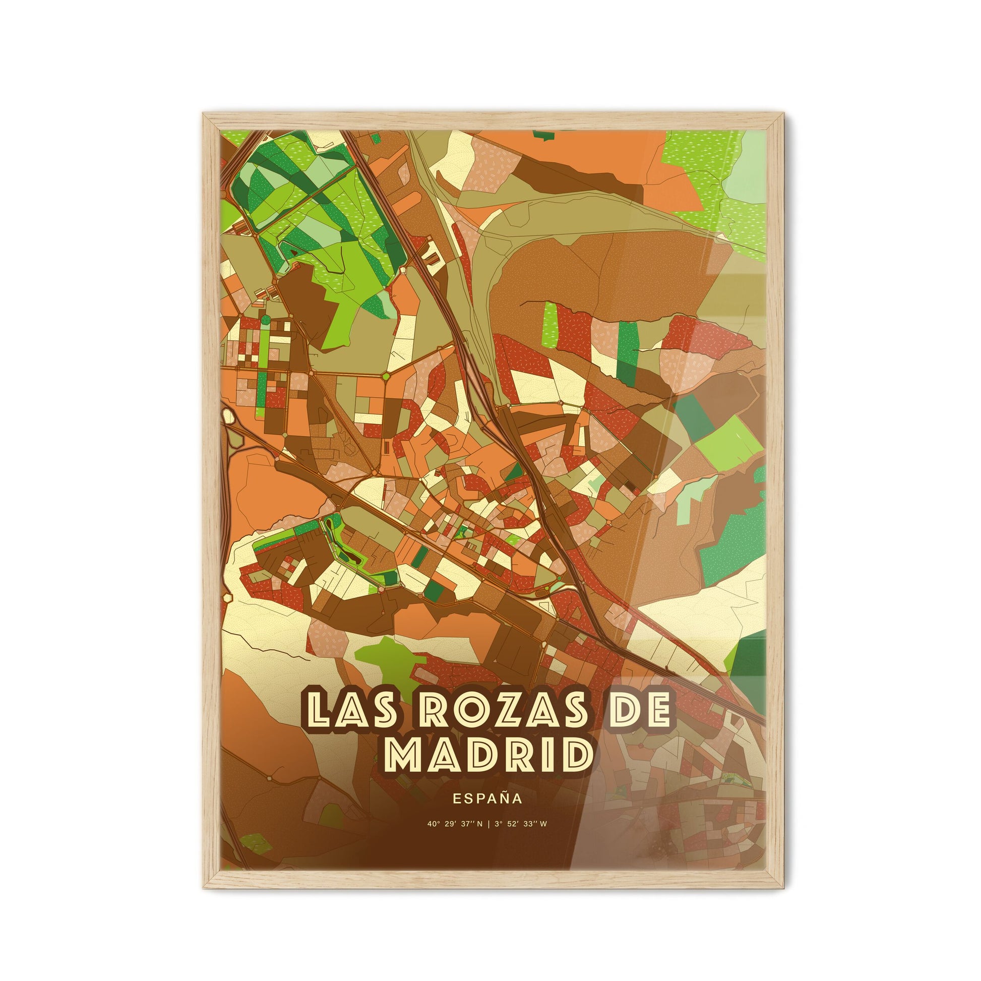 Colorful LAS ROZAS DE MADRID SPAIN Fine Art Map Farmhouse