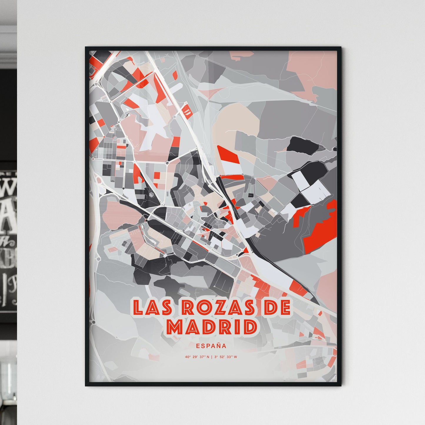 Colorful LAS ROZAS DE MADRID SPAIN Fine Art Map Modern