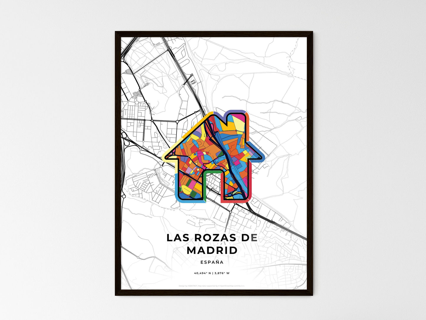 Las Rozas De Madrid Spain wedding art map with home icon