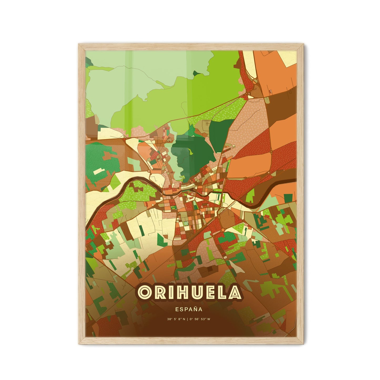 Colorful ORIHUELA SPAIN Fine Art Map Farmhouse