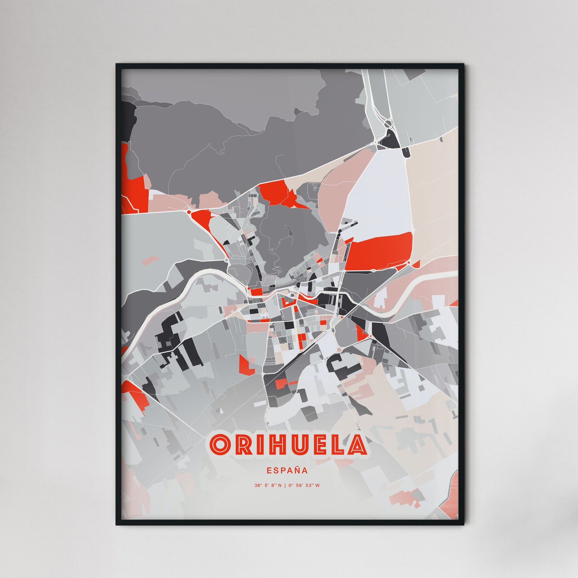 Colorful ORIHUELA SPAIN Fine Art Map Modern