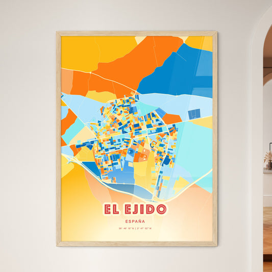 Colorful EL EJIDO SPAIN Fine Art Map Blue Orange