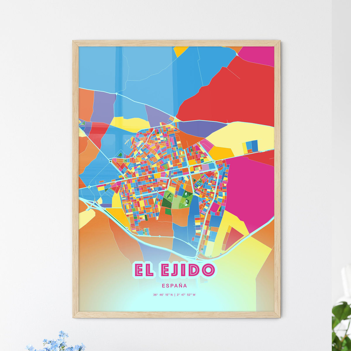 Colorful EL EJIDO SPAIN Fine Art Map Crazy Colors