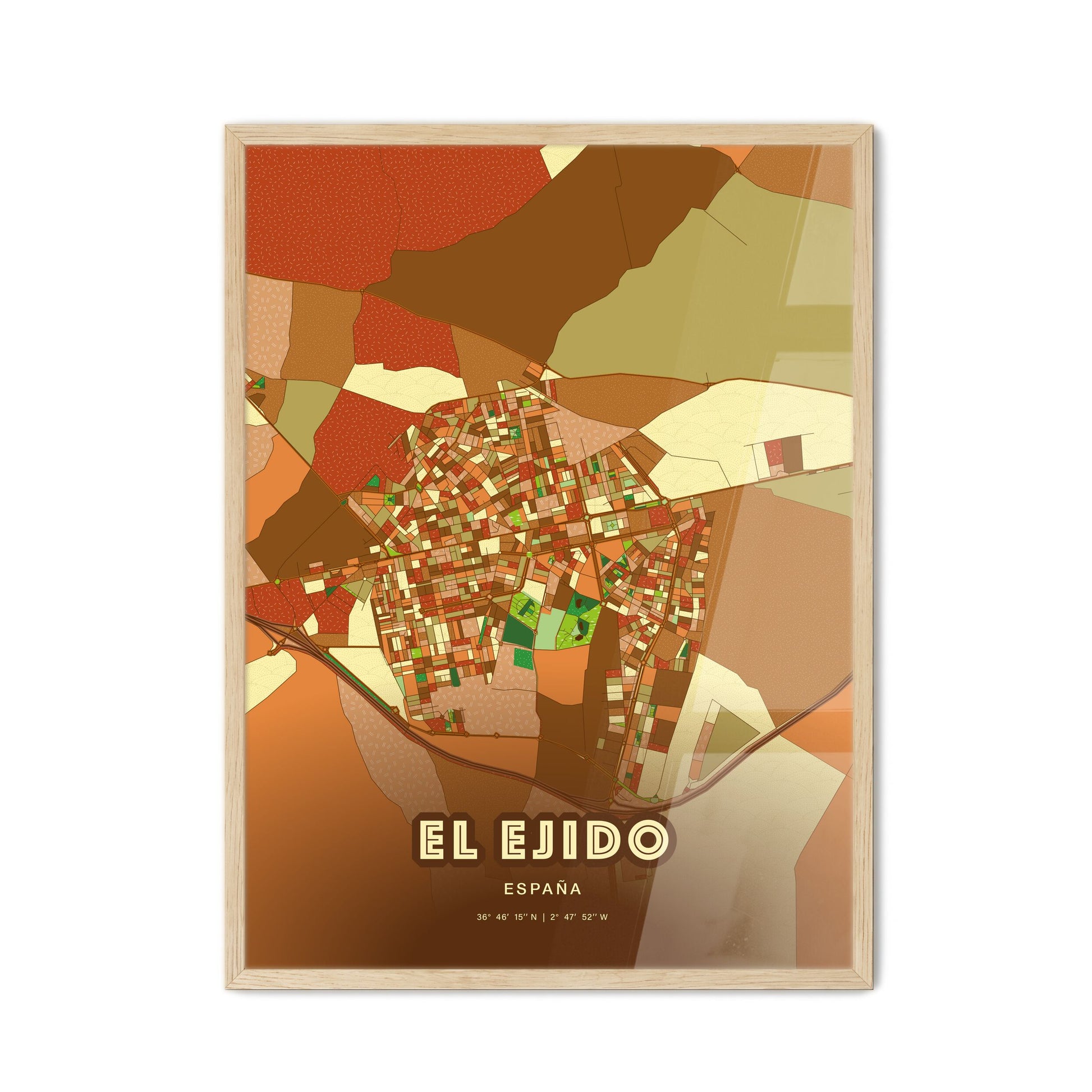 Colorful EL EJIDO SPAIN Fine Art Map Farmhouse