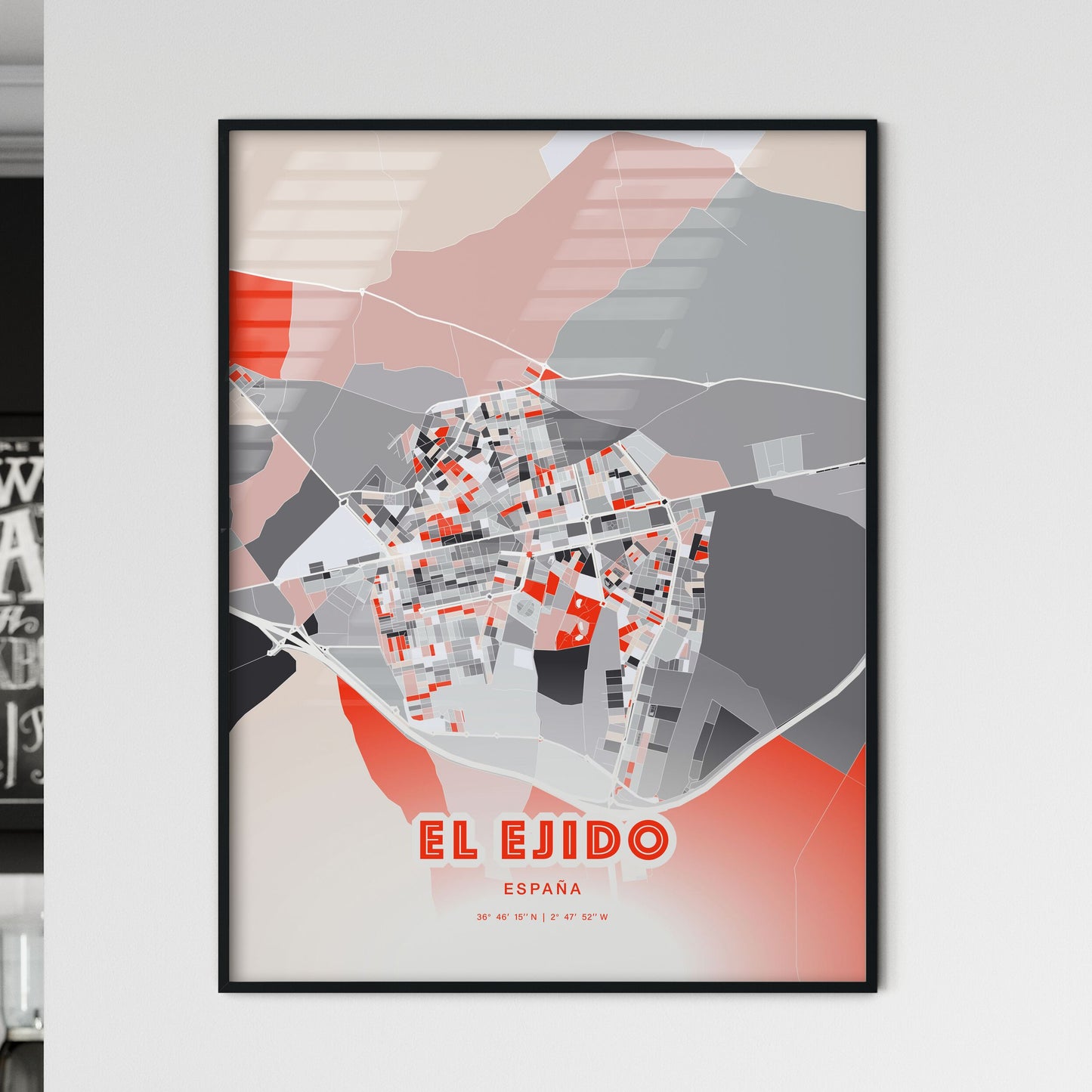 Colorful EL EJIDO SPAIN Fine Art Map Modern