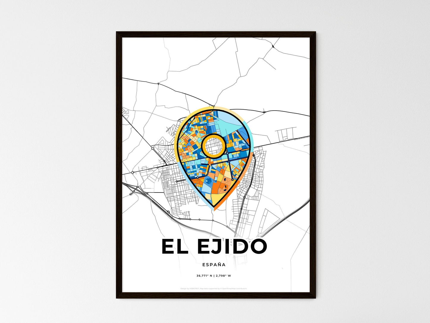 El Ejido Spain wedding art map with pointer icon