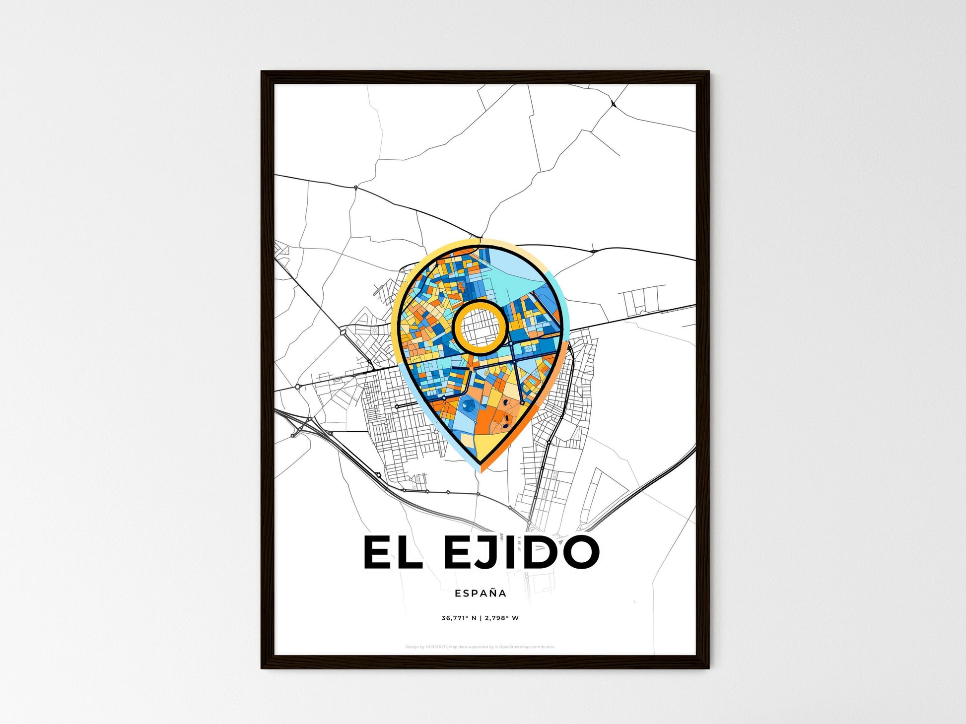 El Ejido Spain wedding art map with pointer icon