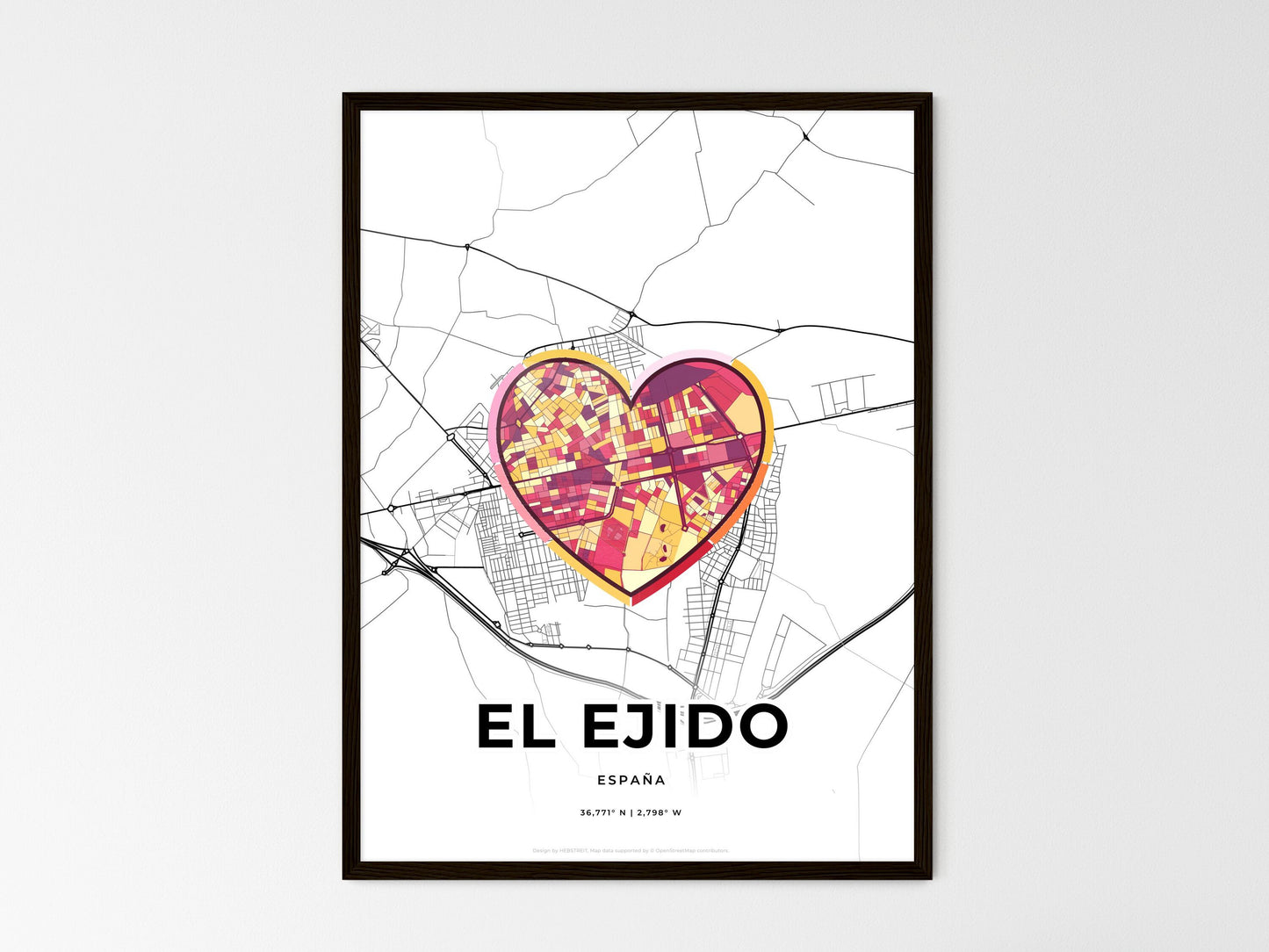 El Ejido Spain wedding art map with heart icon