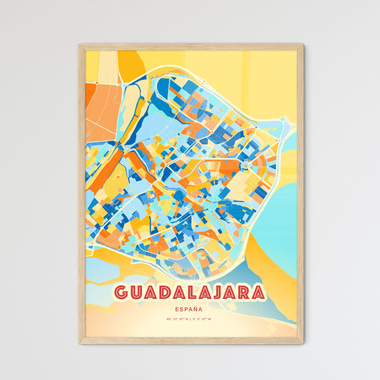 Colorful GUADALAJARA SPAIN Fine Art Map Blue Orange
