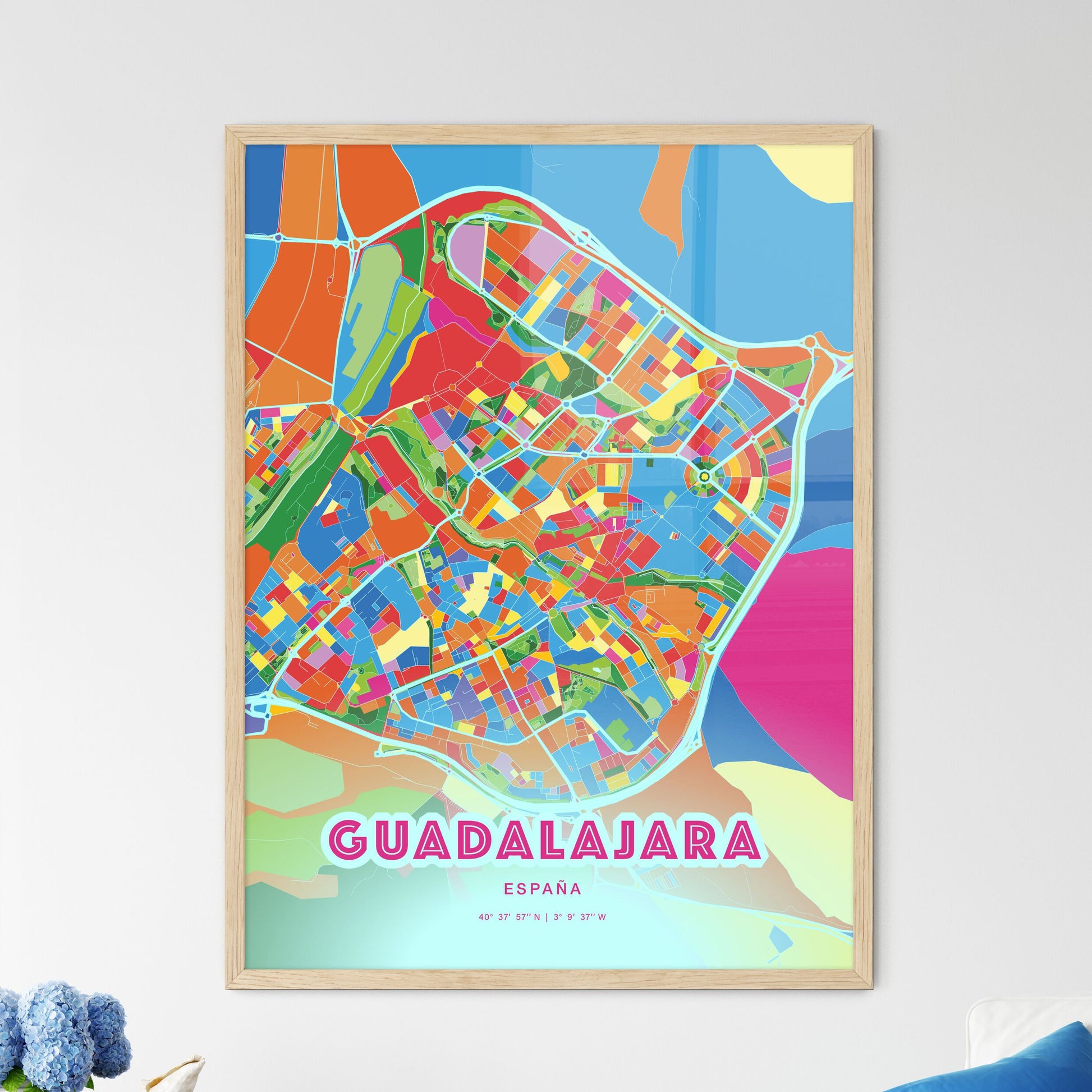 Colorful GUADALAJARA SPAIN Fine Art Map Crazy Colors