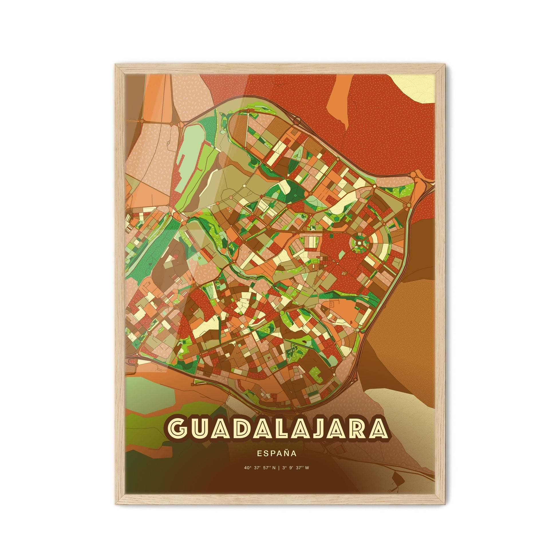 Colorful GUADALAJARA SPAIN Fine Art Map Farmhouse