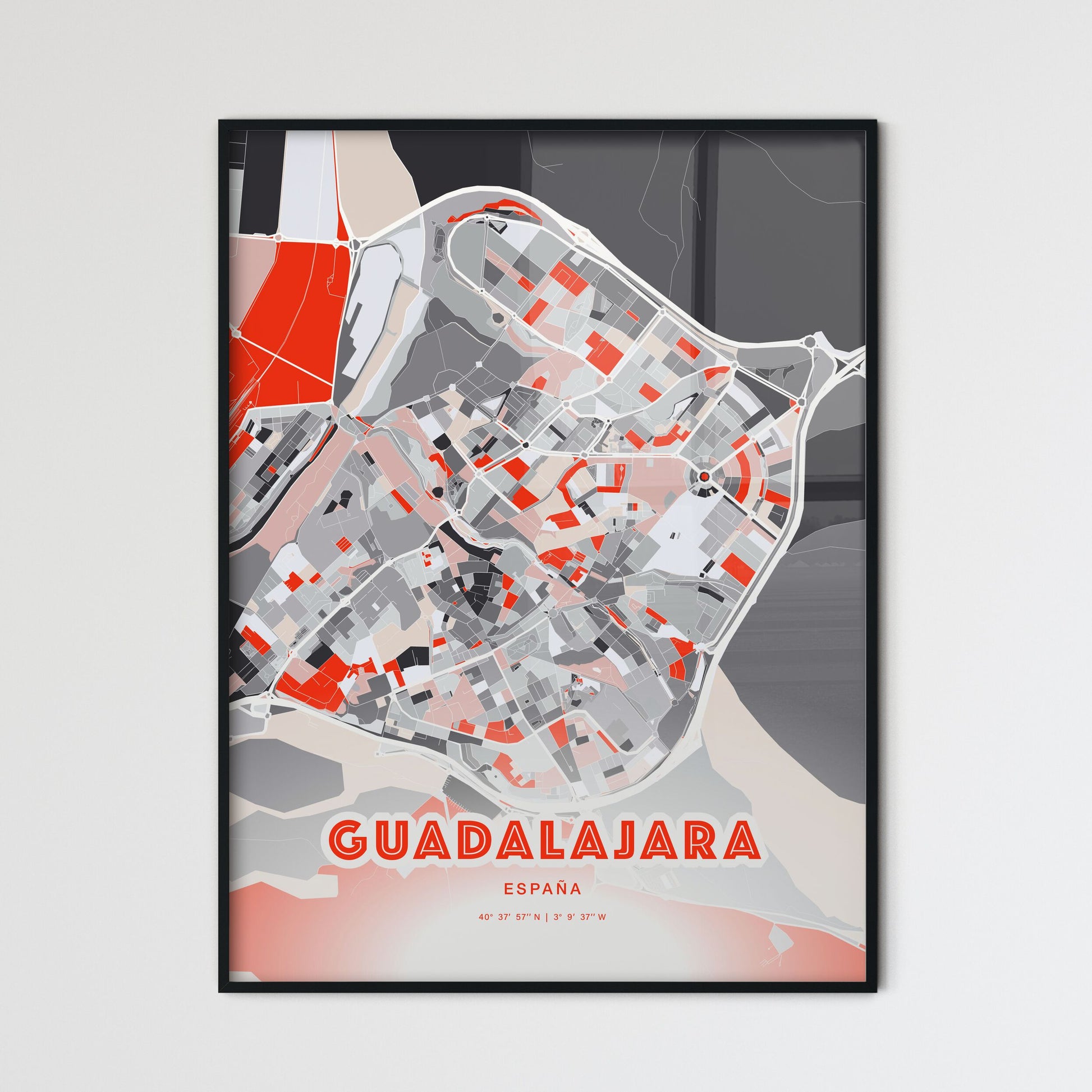 Colorful GUADALAJARA SPAIN Fine Art Map Modern