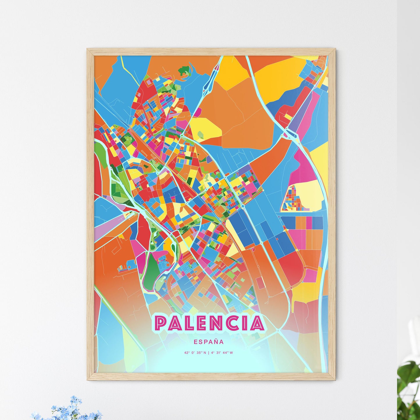 Colorful PALENCIA SPAIN Fine Art Map Crazy Colors