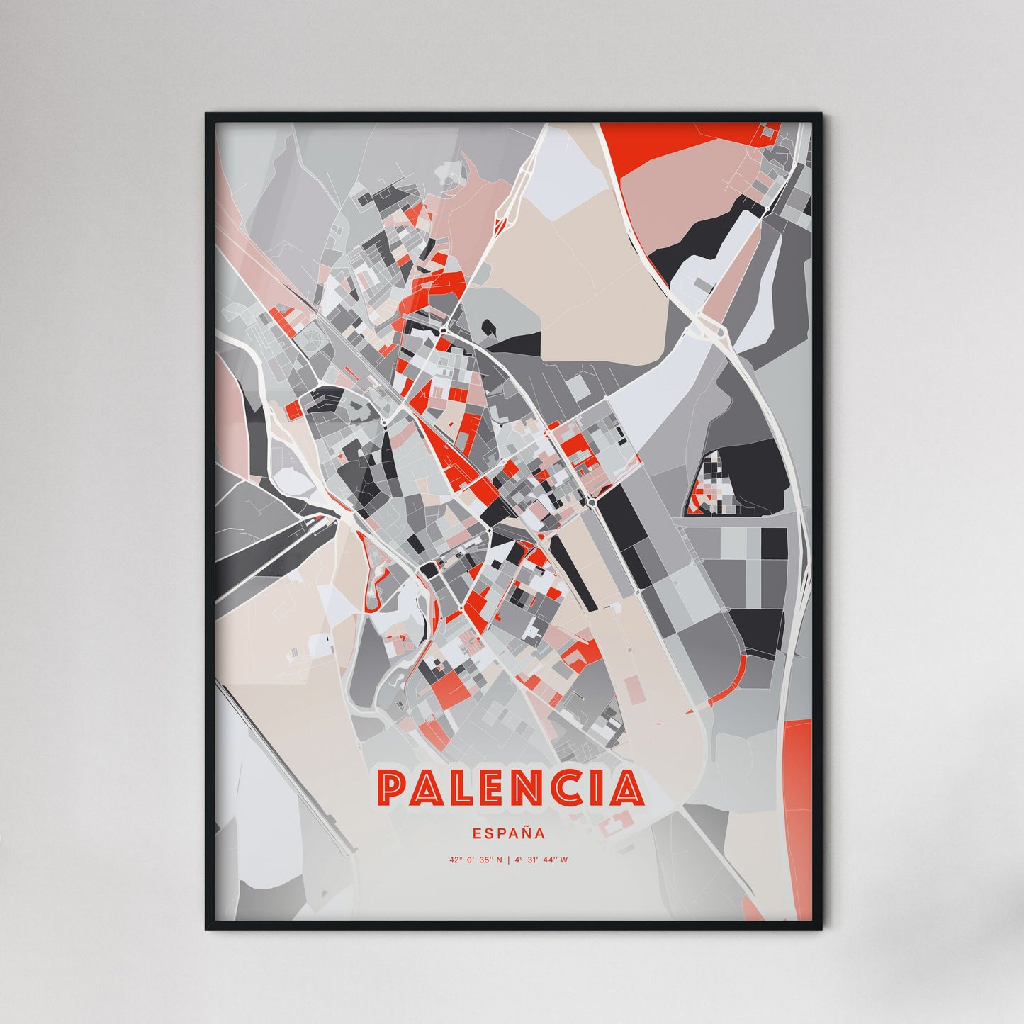 Colorful PALENCIA SPAIN Fine Art Map Modern