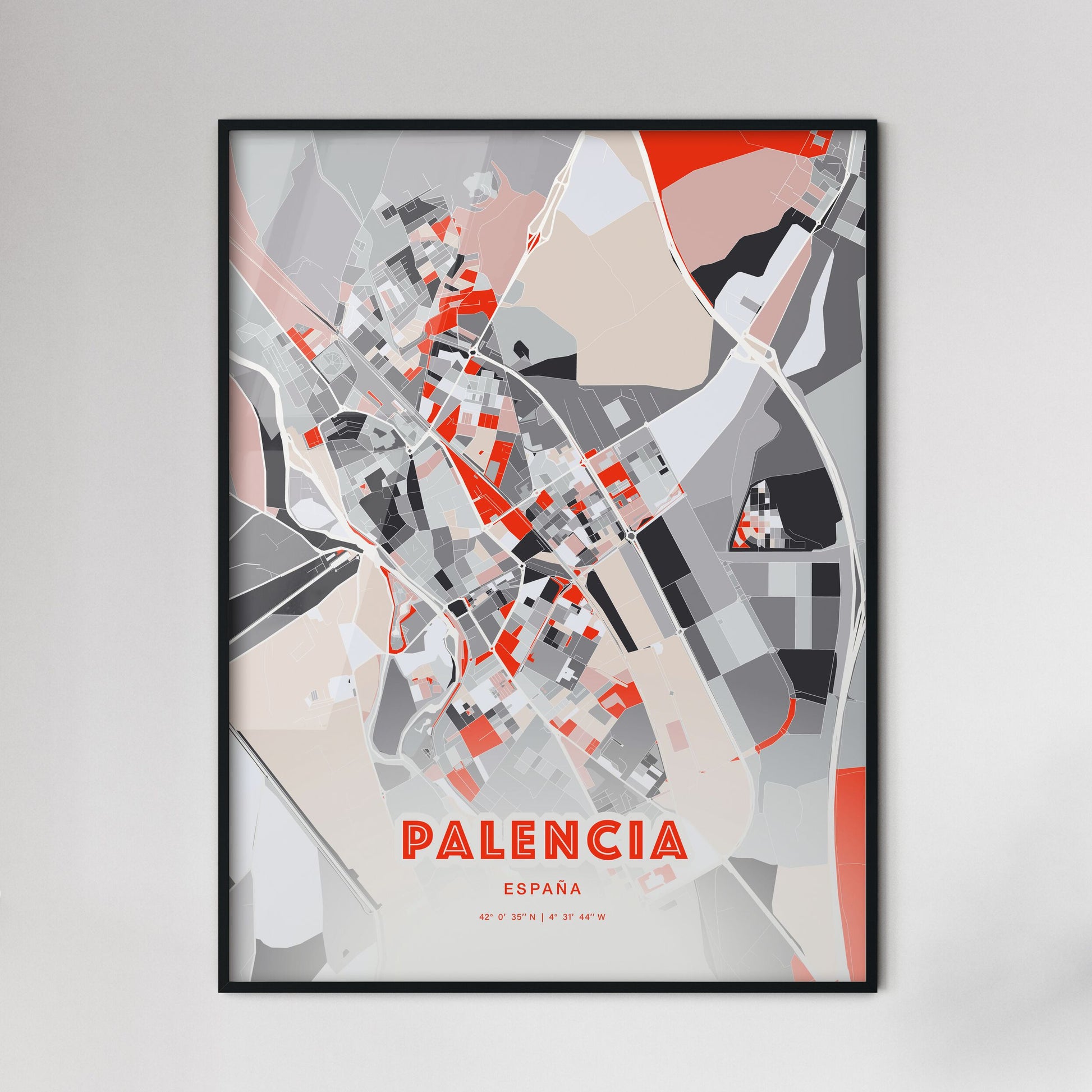 Colorful PALENCIA SPAIN Fine Art Map Modern