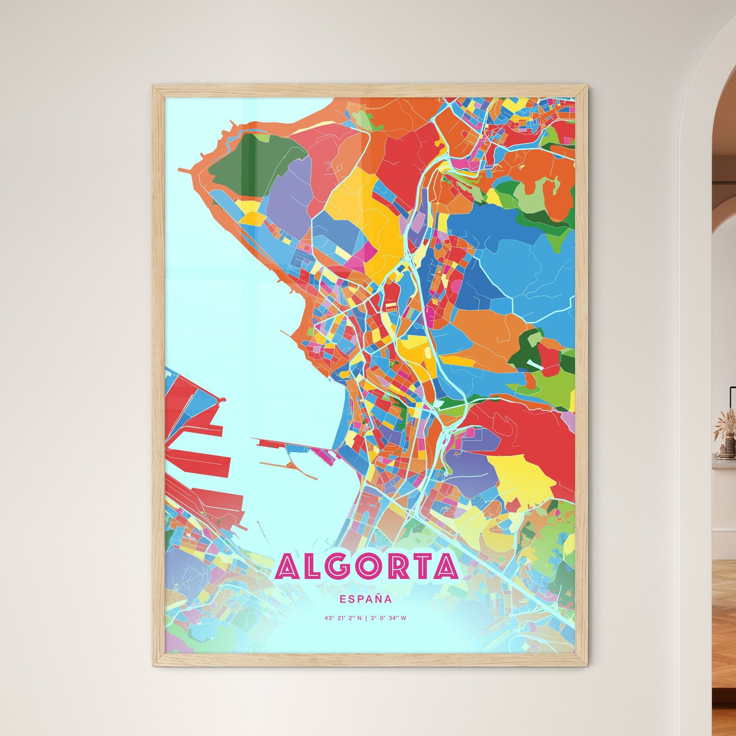 Colorful ALGORTA SPAIN Fine Art Map Crazy Colors