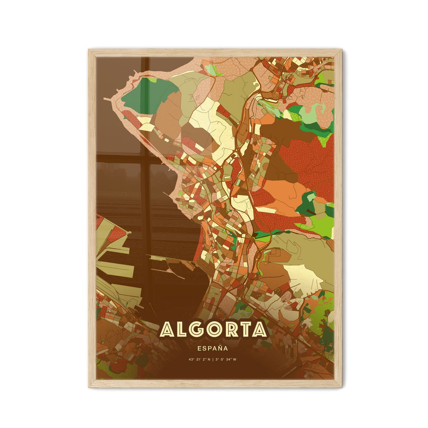 Colorful ALGORTA SPAIN Fine Art Map Farmhouse