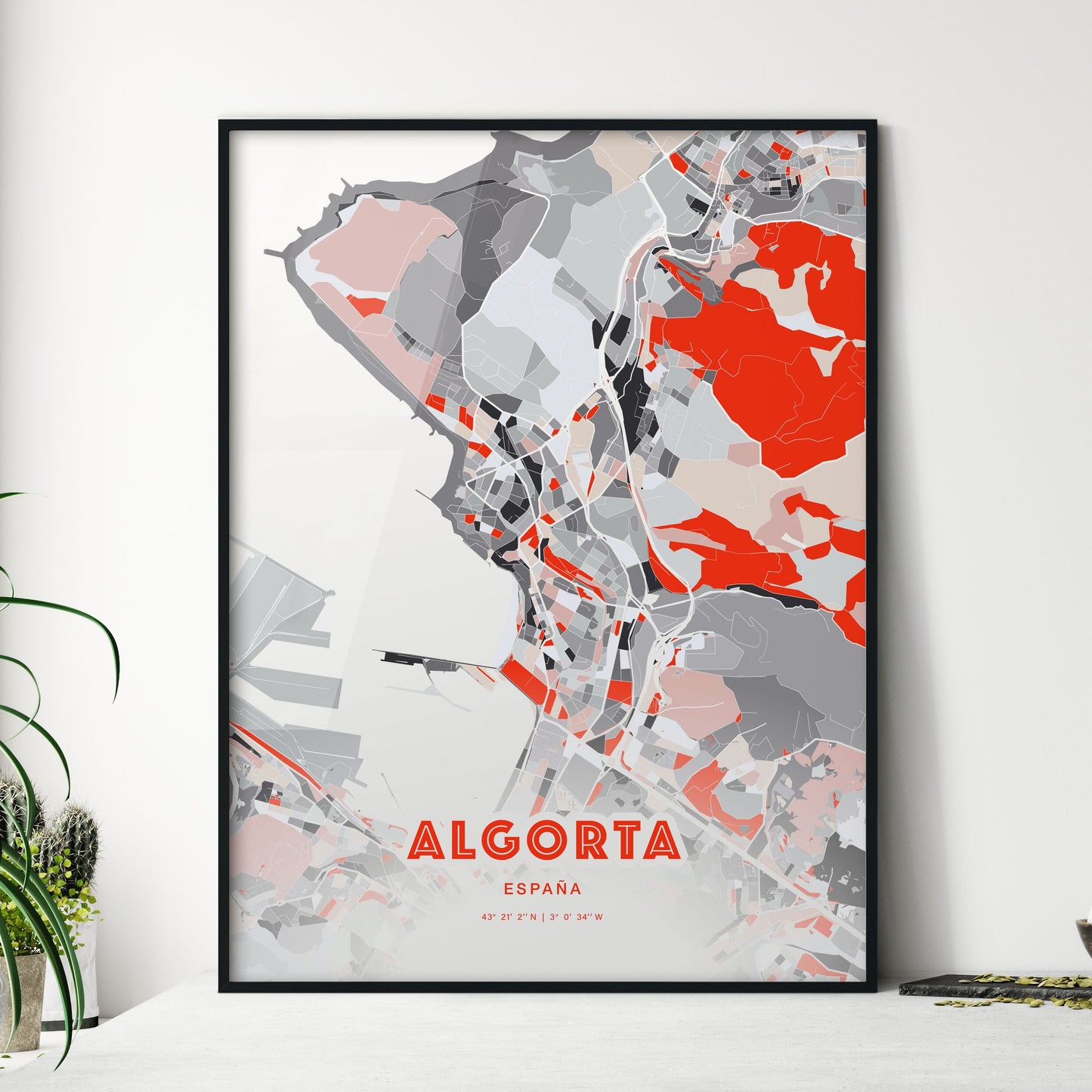 Colorful ALGORTA SPAIN Fine Art Map Modern