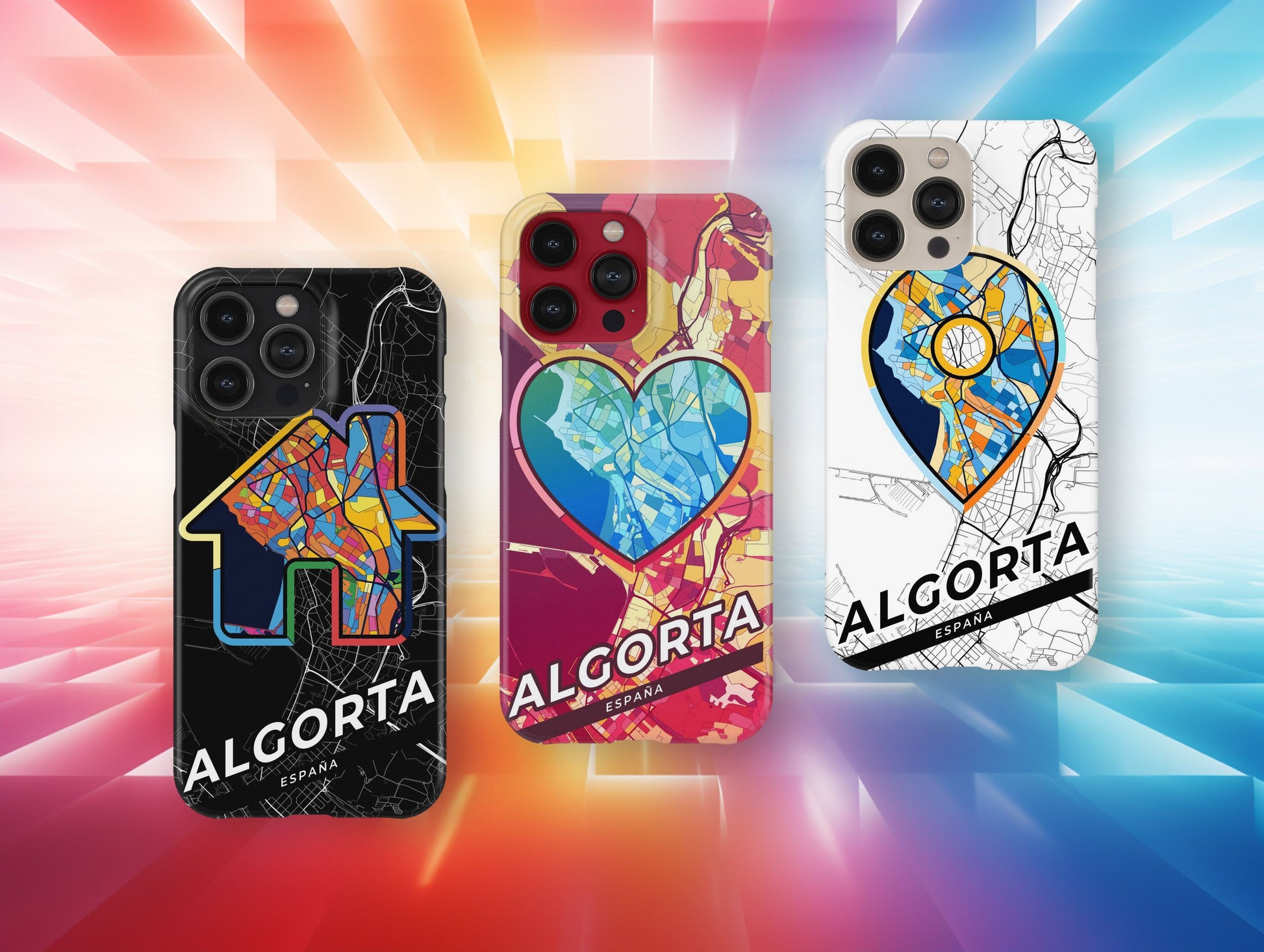 Algorta Spain slim phone case with colorful icon. Birthday, wedding or housewarming gift. Couple match cases.