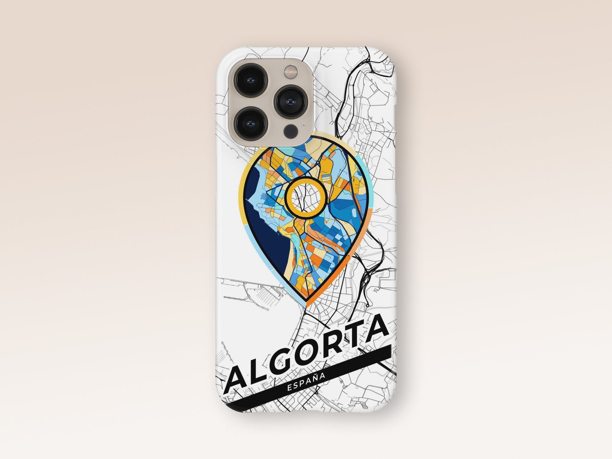 Algorta Spain slim phone case with colorful icon. Birthday, wedding or housewarming gift. Couple match cases. 1