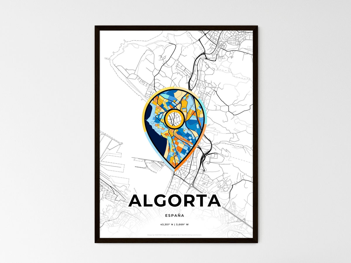 Algorta Spain wedding art map with pointer icon