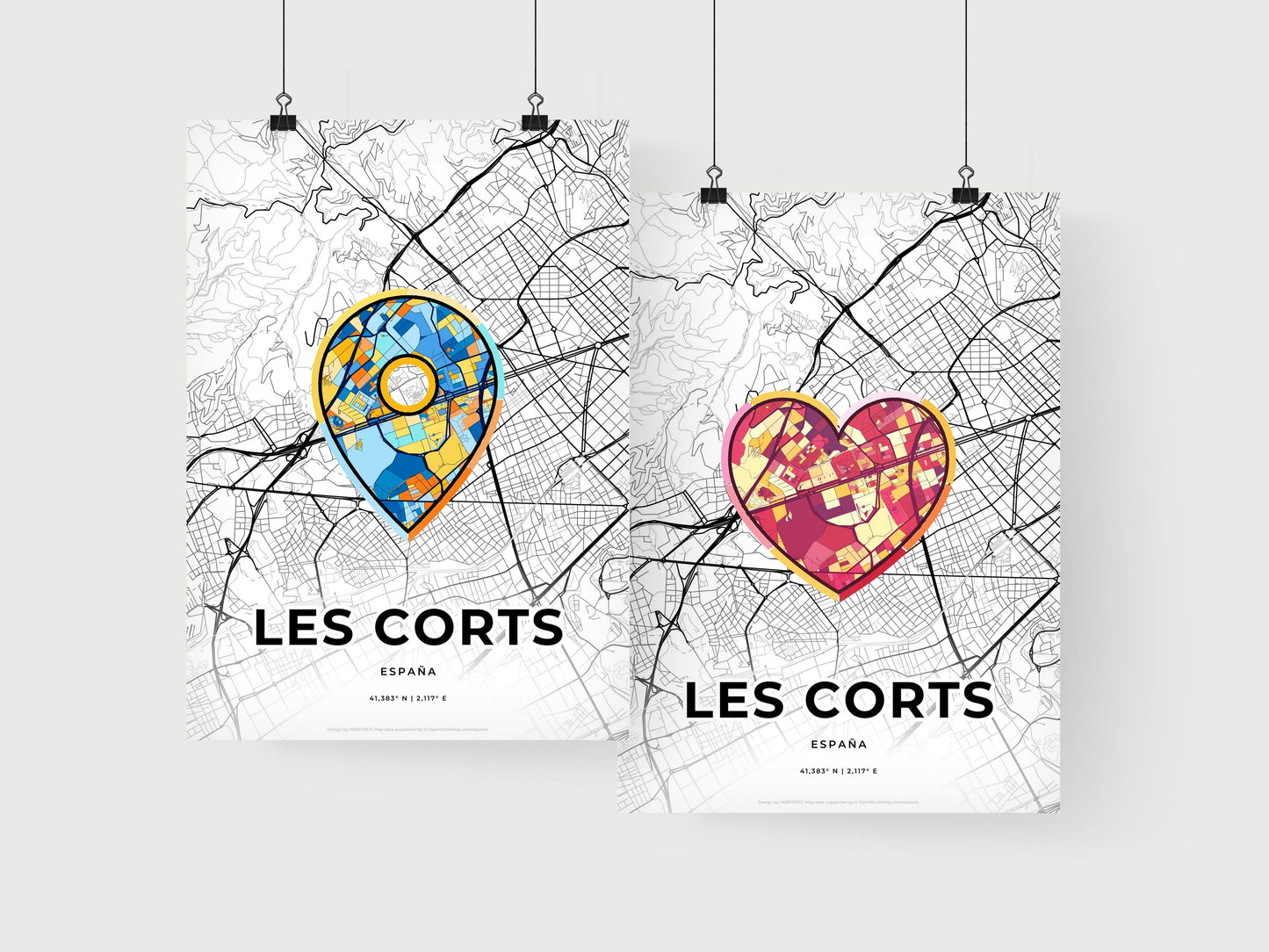 Les Corts Spain art print for couples