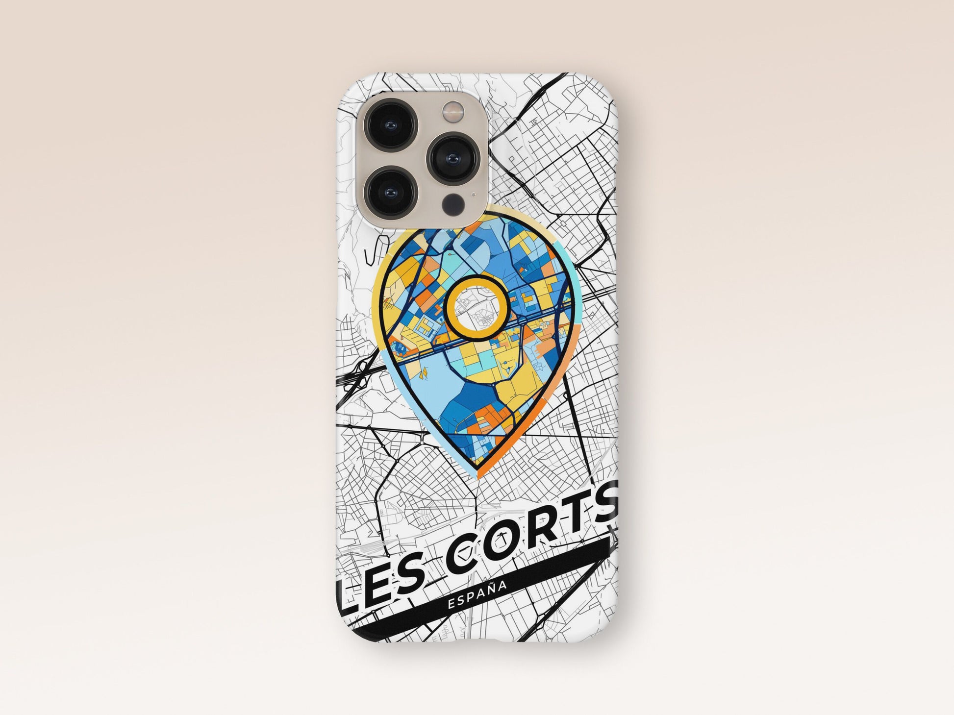 Les Corts Spain slim phone case with colorful icon. Birthday, wedding or housewarming gift. Couple match cases. 1
