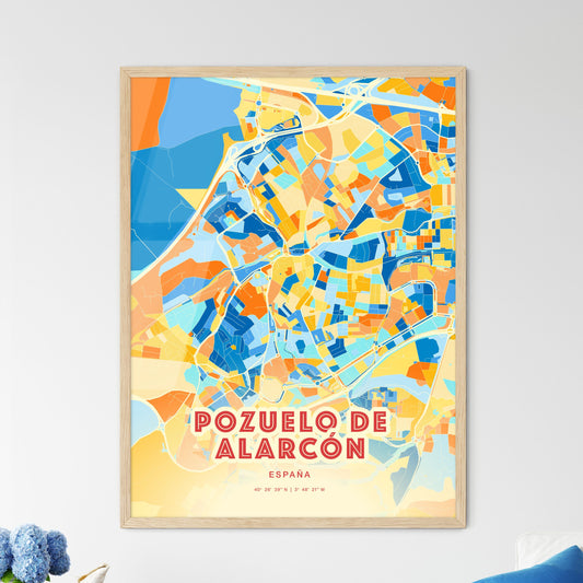 Colorful POZUELO DE ALARCÓN SPAIN Fine Art Map Blue Orange