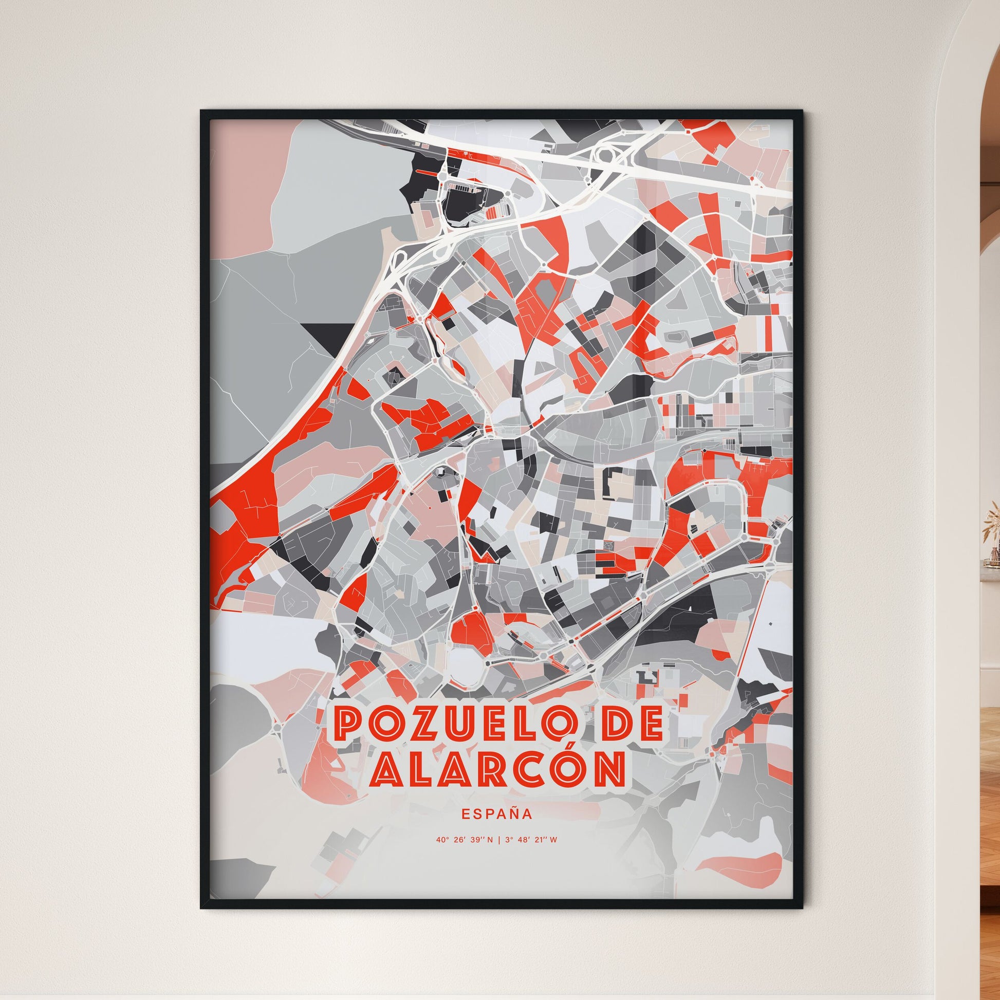 Colorful POZUELO DE ALARCÓN SPAIN Fine Art Map Modern