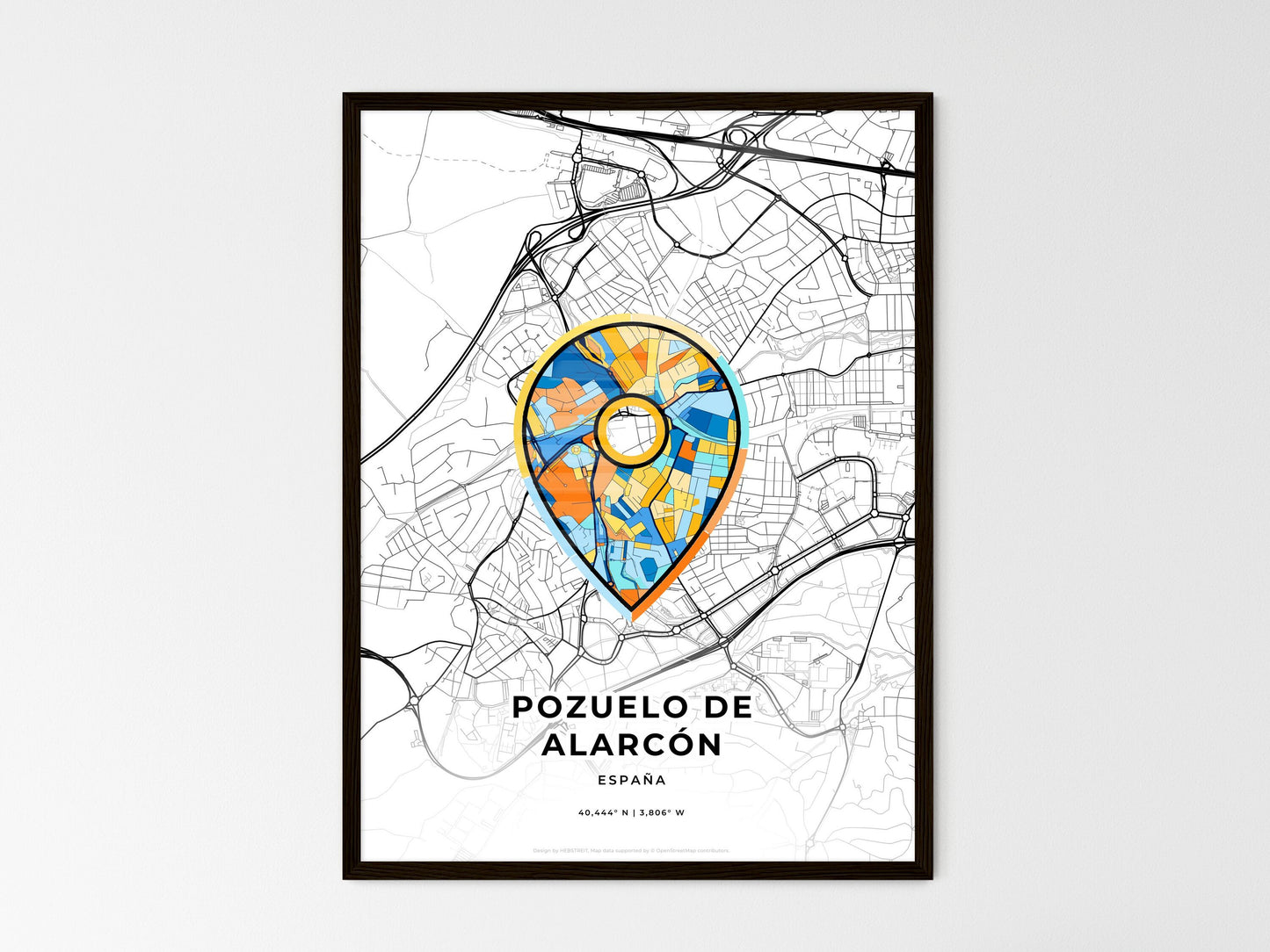 Pozuelo De Alarcón Spain wedding art map with pointer icon