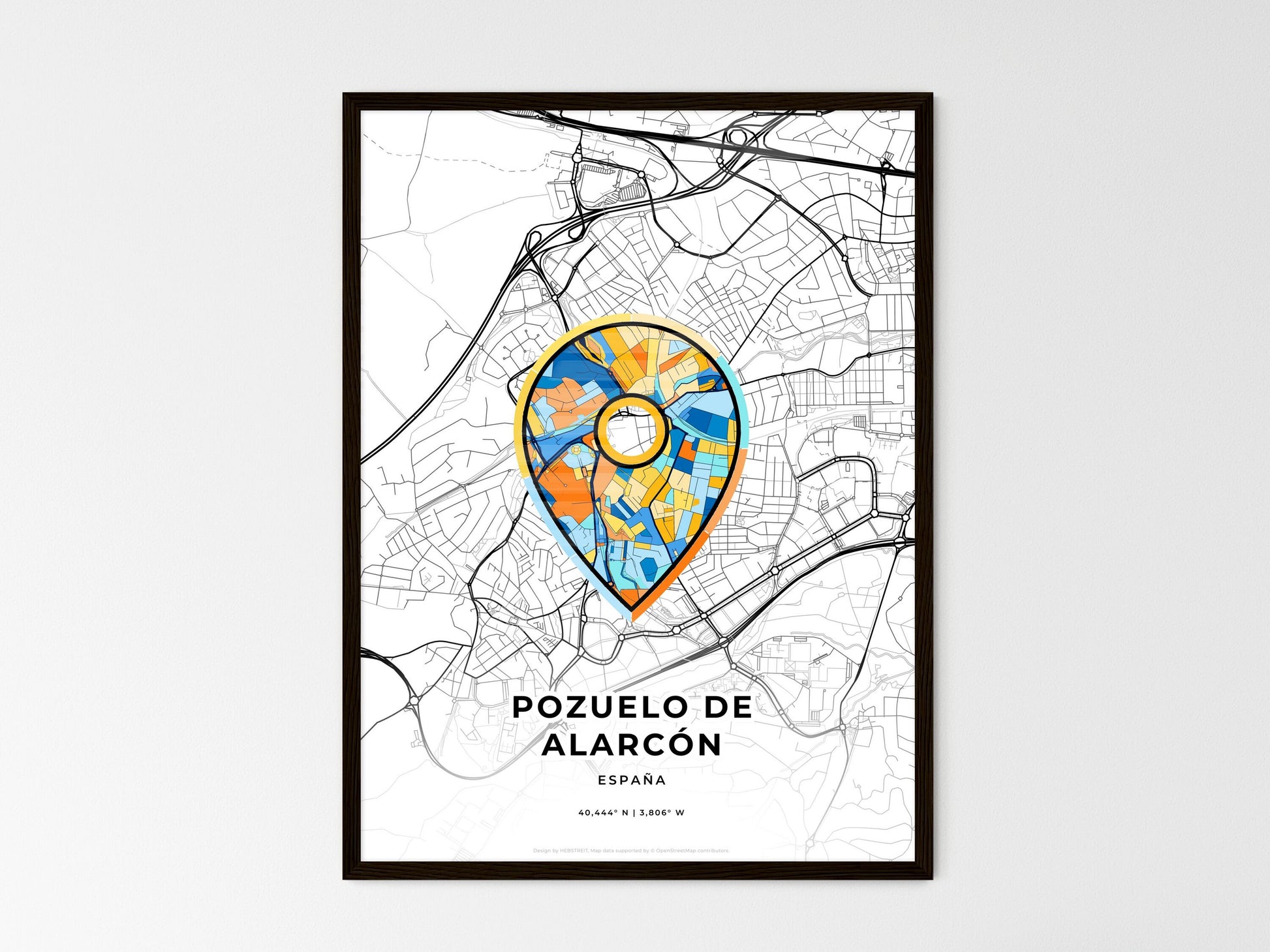 Pozuelo De Alarcón Spain wedding art map with pointer icon
